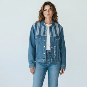 Tommy Hilfiger Denim Jeans  Jacket Blue Stripped, size L